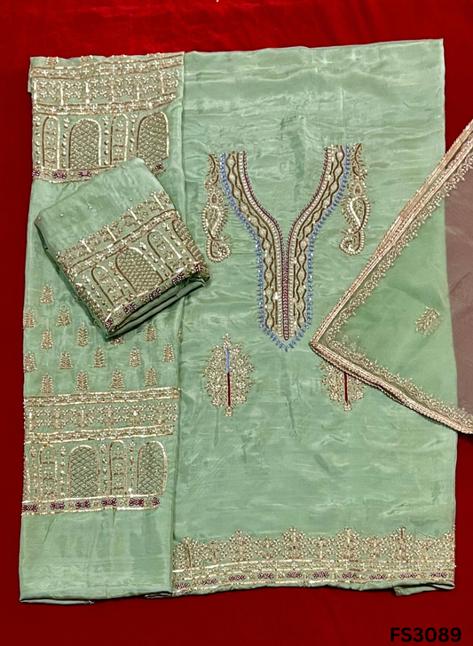 FS3089 | Raw Silk Sharara Suit | Party Wear | Wedding | Jaggo | Festival