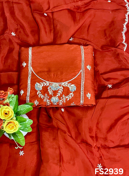 FS2939  | Raw Silk | Sharara Suit  | Party Wear | Wedding | Jaggo | Festival