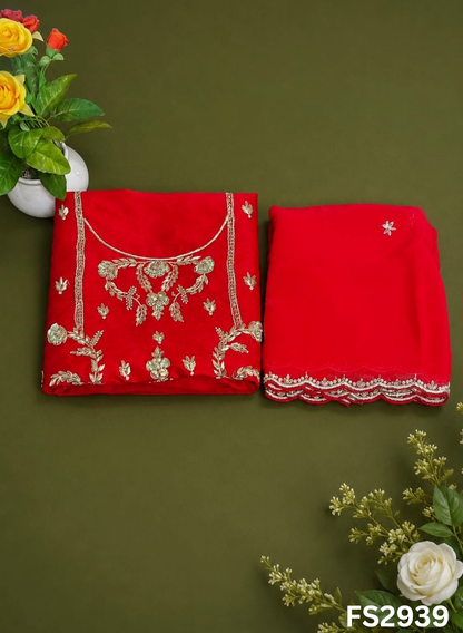 FS2939  | Raw Silk | Sharara Suit  | Party Wear | Wedding | Jaggo | Festival
