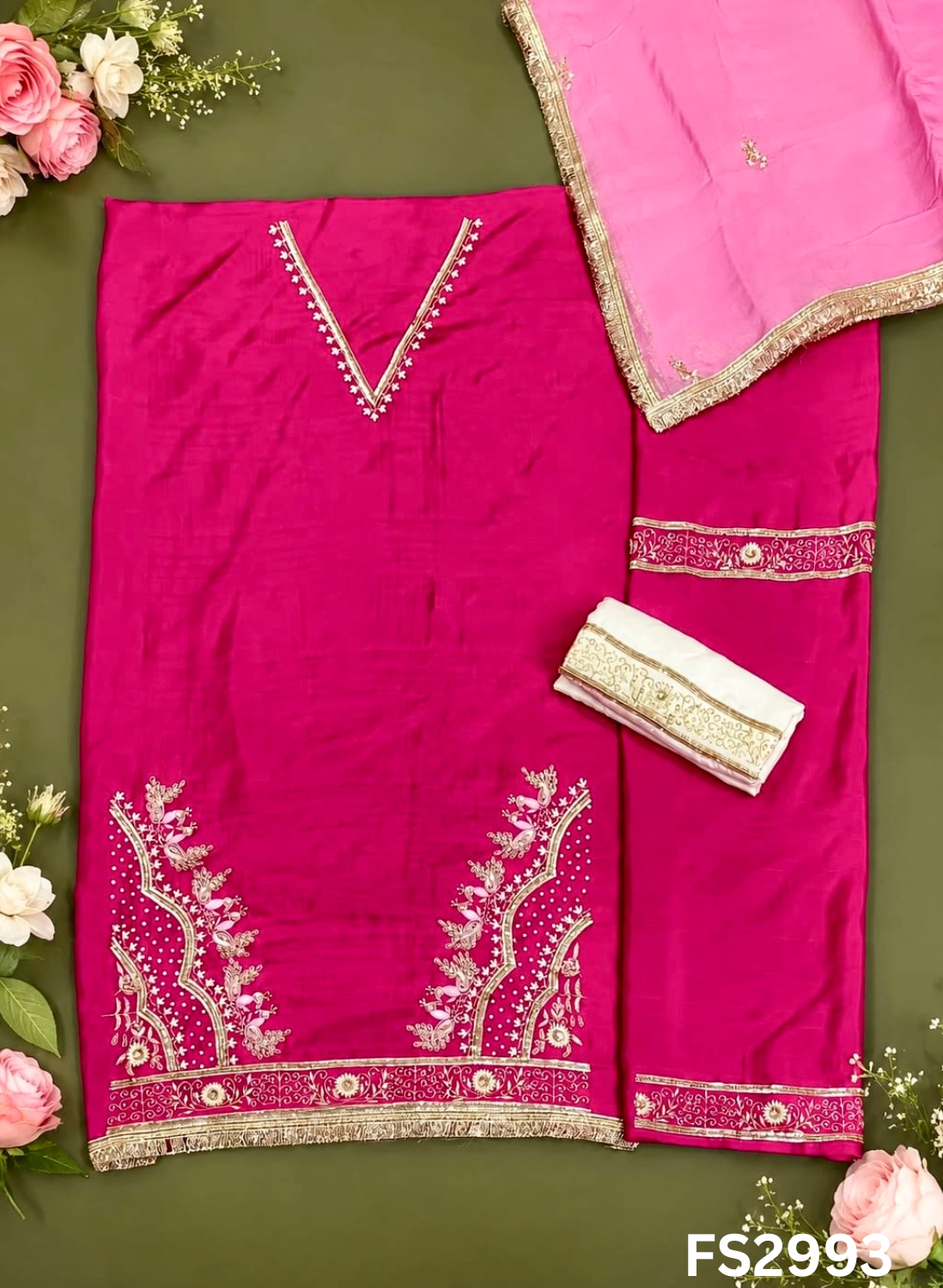 FS2993 | 3rd | Raw Silk Suit | Party Wear | Wedding | Jaggo | Festival | Contrast |