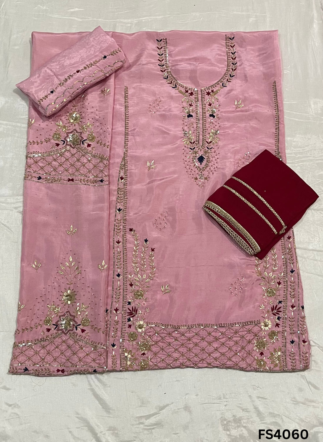 FS4060 | Raw Silk Suit | Party Wear | Ring Ceremony | Festival Suit | Contrast Suit |