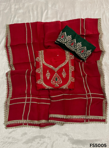 FS5005 | Raw Silk Suit | Party Wear | Ring Ceremony | Festival Suit |  Contrast Suit |