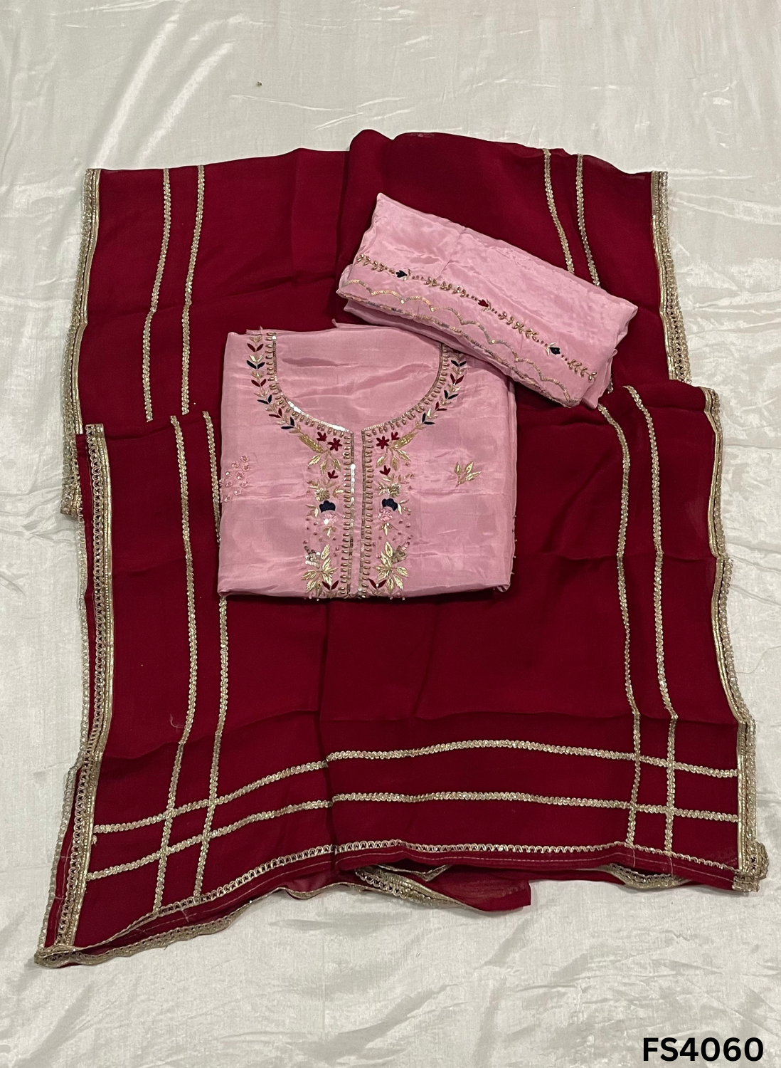 FS4060 | Raw Silk Suit | Party Wear | Ring Ceremony | Festival Suit | Contrast Suit |