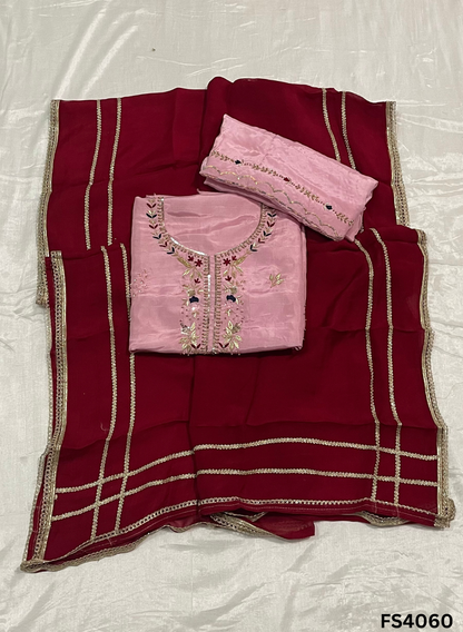 FS4060 | Raw Silk Suit | Party Wear | Ring Ceremony | Festival Suit | Contrast Suit |