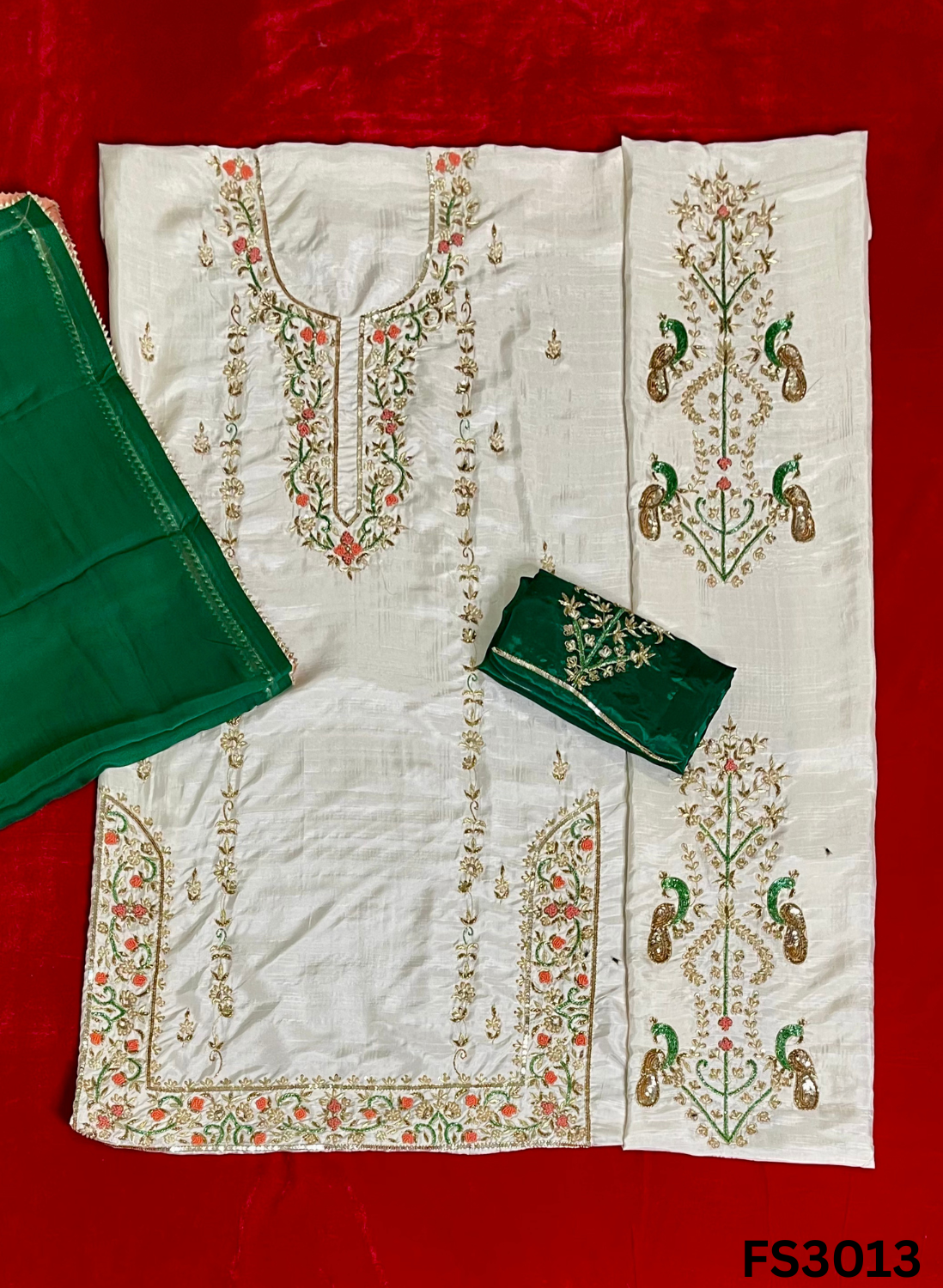 FS3013 | Raw Silk Suit | Party Wear | Wedding | Jaggo | Festival | Contrast |
