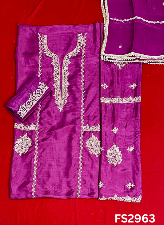 FS2963 | Raw Silk Suit | Party Wear | Wedding | Jaggo | Festival |