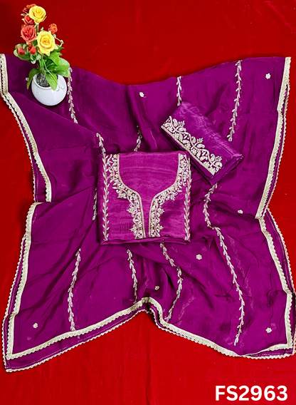 FS2963 | Raw Silk Suit | Party Wear | Wedding | Jaggo | Festival |