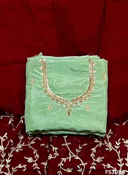 FS3090 |Raw Silk Suit  | Party Wear | Wedding | Jaggo | Festival | Contrast |
