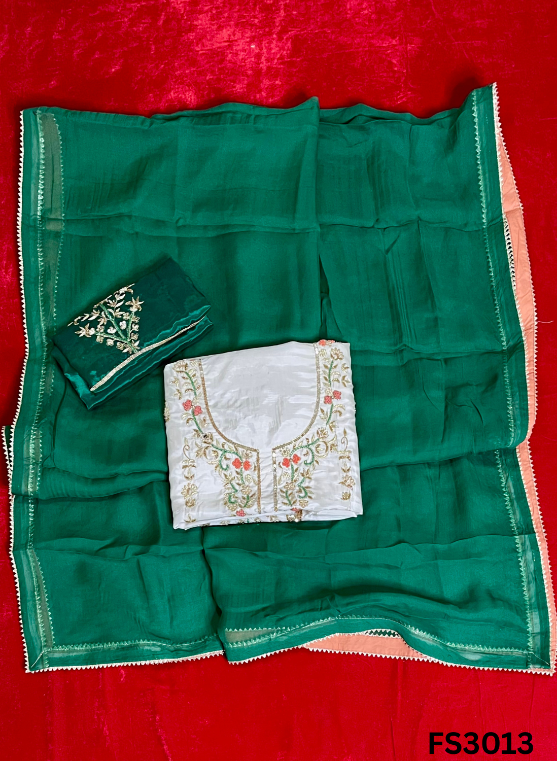 FS3013 | Raw Silk Suit | Party Wear | Wedding | Jaggo | Festival | Contrast |