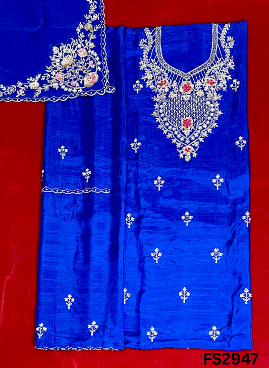 FS2947 | Raw Silk Suit | Party Wear | Wedding | Jaggo | Festival