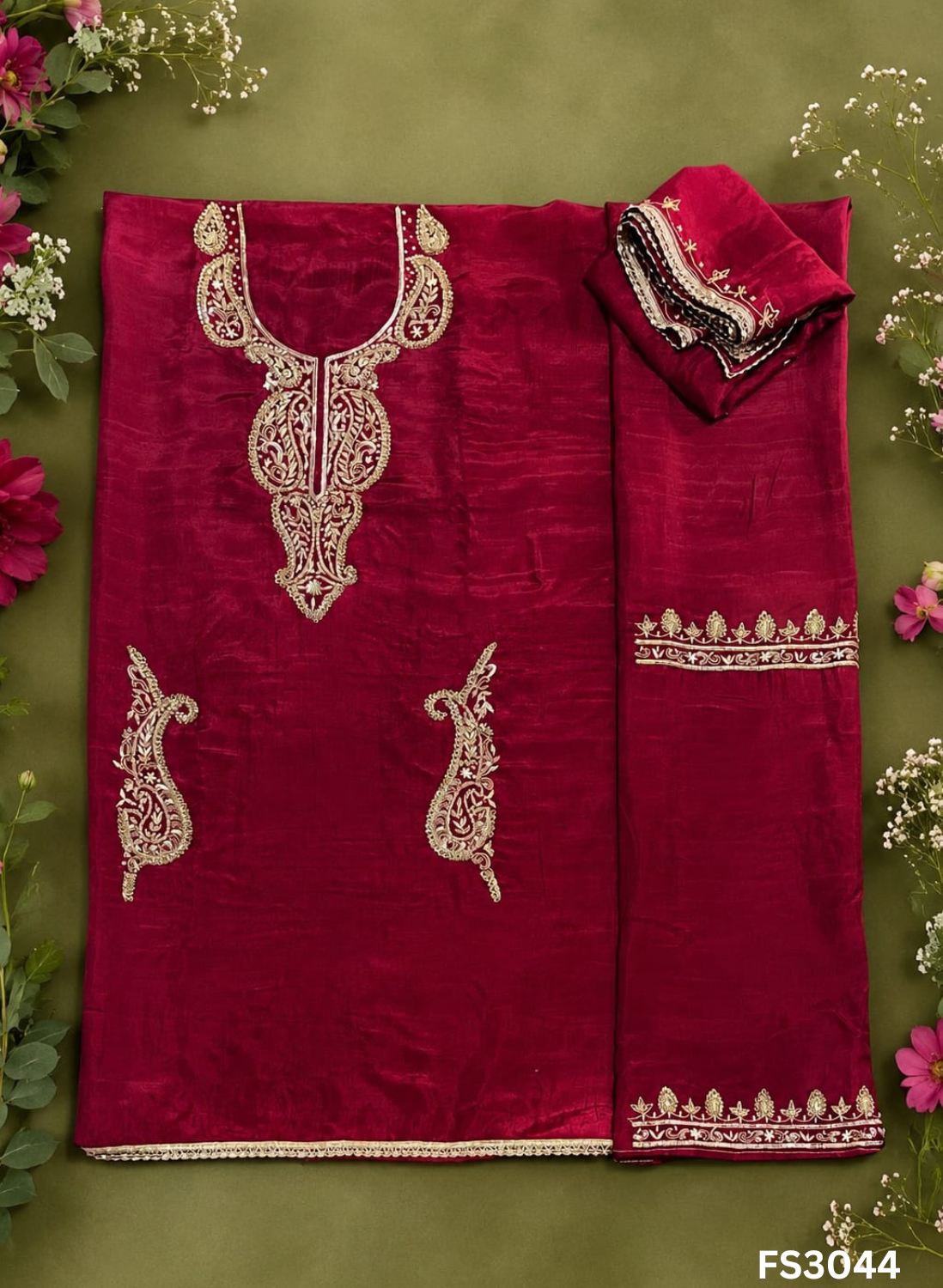 FS3044 | Raw Silk Suit |  |  Party Wear | Wedding | Jaggo | Festival |