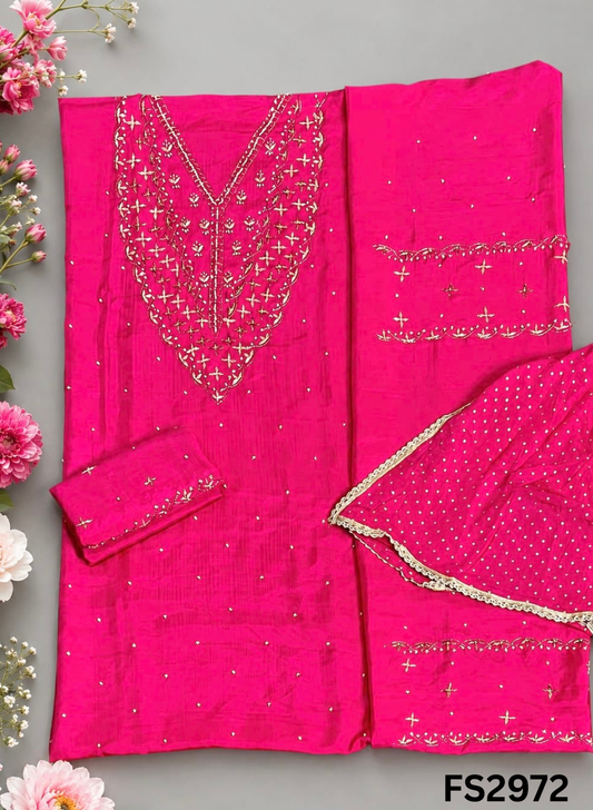 FS2972 | Raw Silk Suit | Party Wear | Wedding | Jaggo | Festival |