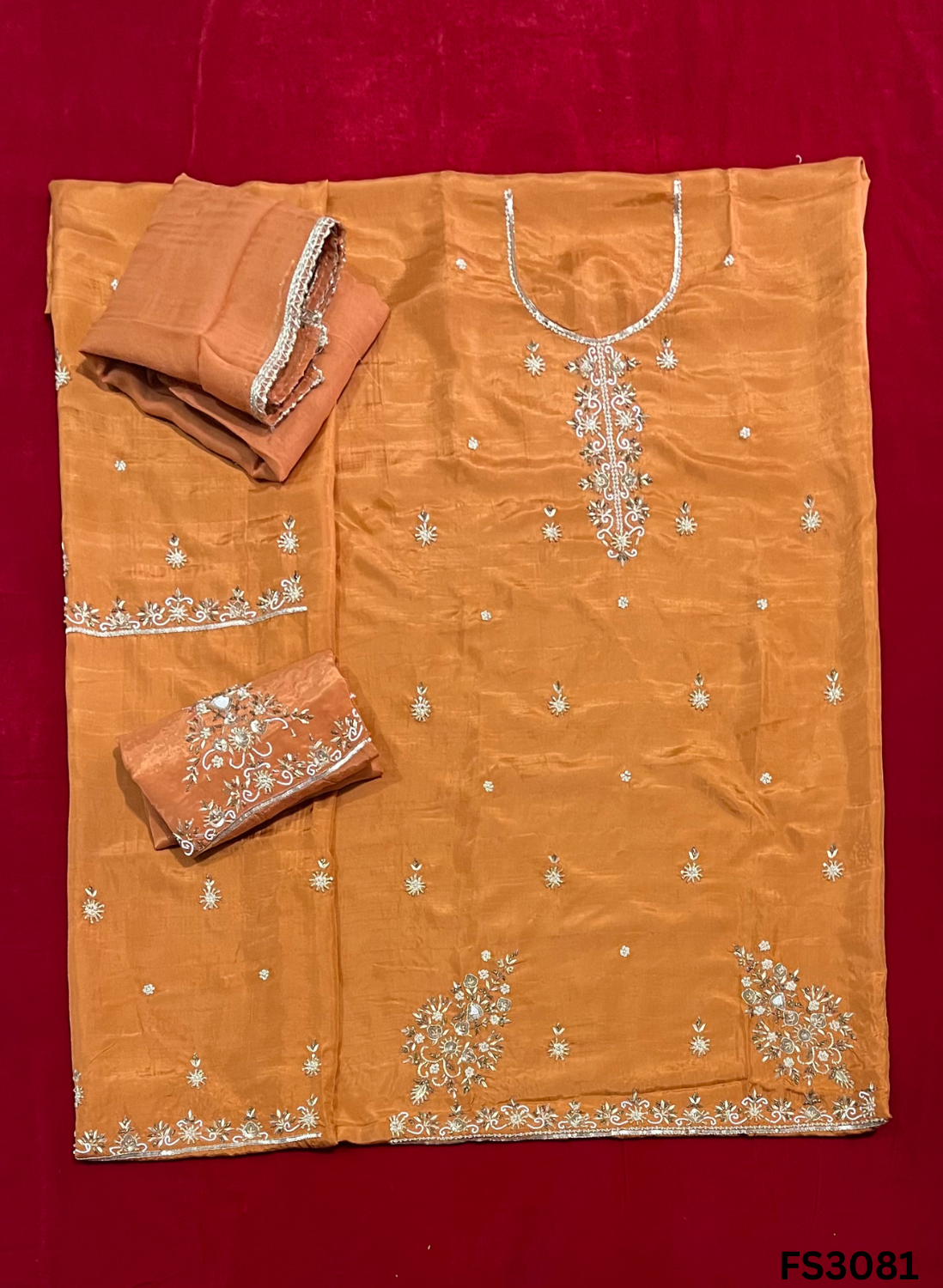 FS3081 | Raw Silk Suit | Party Wear | Wedding | Jaggo | Festival |