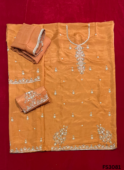 FS3081 | Raw Silk Suit | Party Wear | Wedding | Jaggo | Festival |