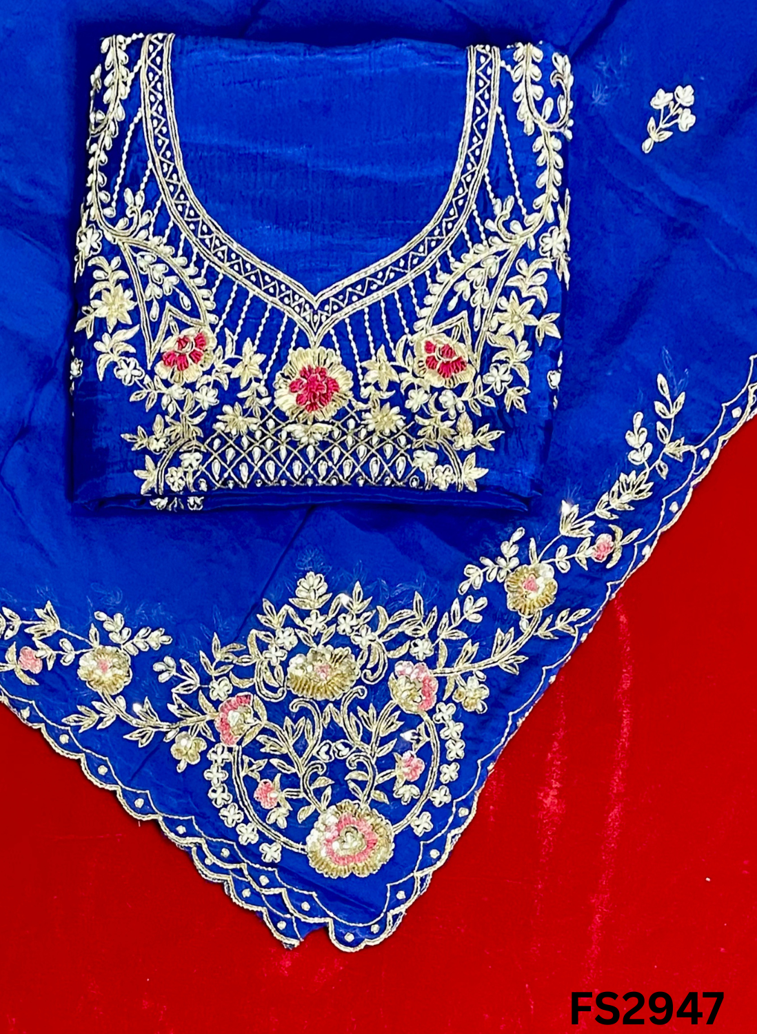 FS2947 | Raw Silk Suit | Party Wear | Wedding | Jaggo | Festival