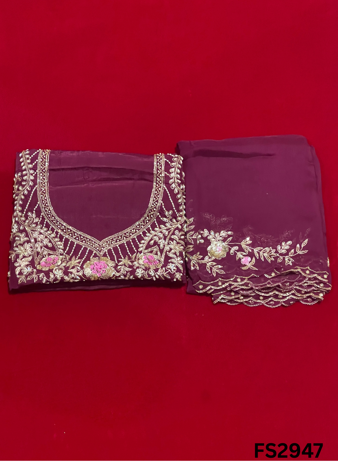 FS2947 | Raw Silk Suit | Party Wear | Wedding | Jaggo | Festival