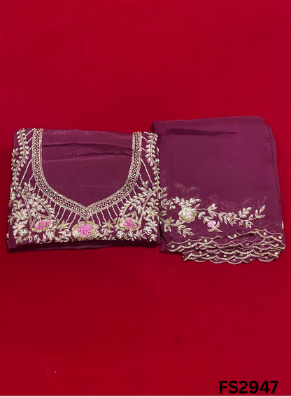 FS2947 | Raw Silk Suit | Party Wear | Wedding | Jaggo | Festival