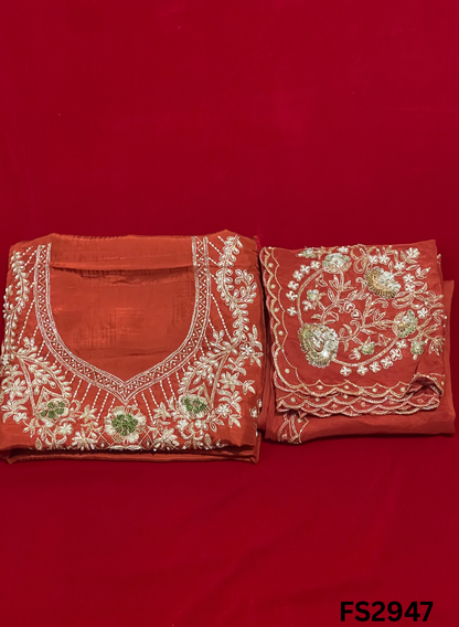 FS2947 | Raw Silk Suit | Party Wear | Wedding | Jaggo | Festival