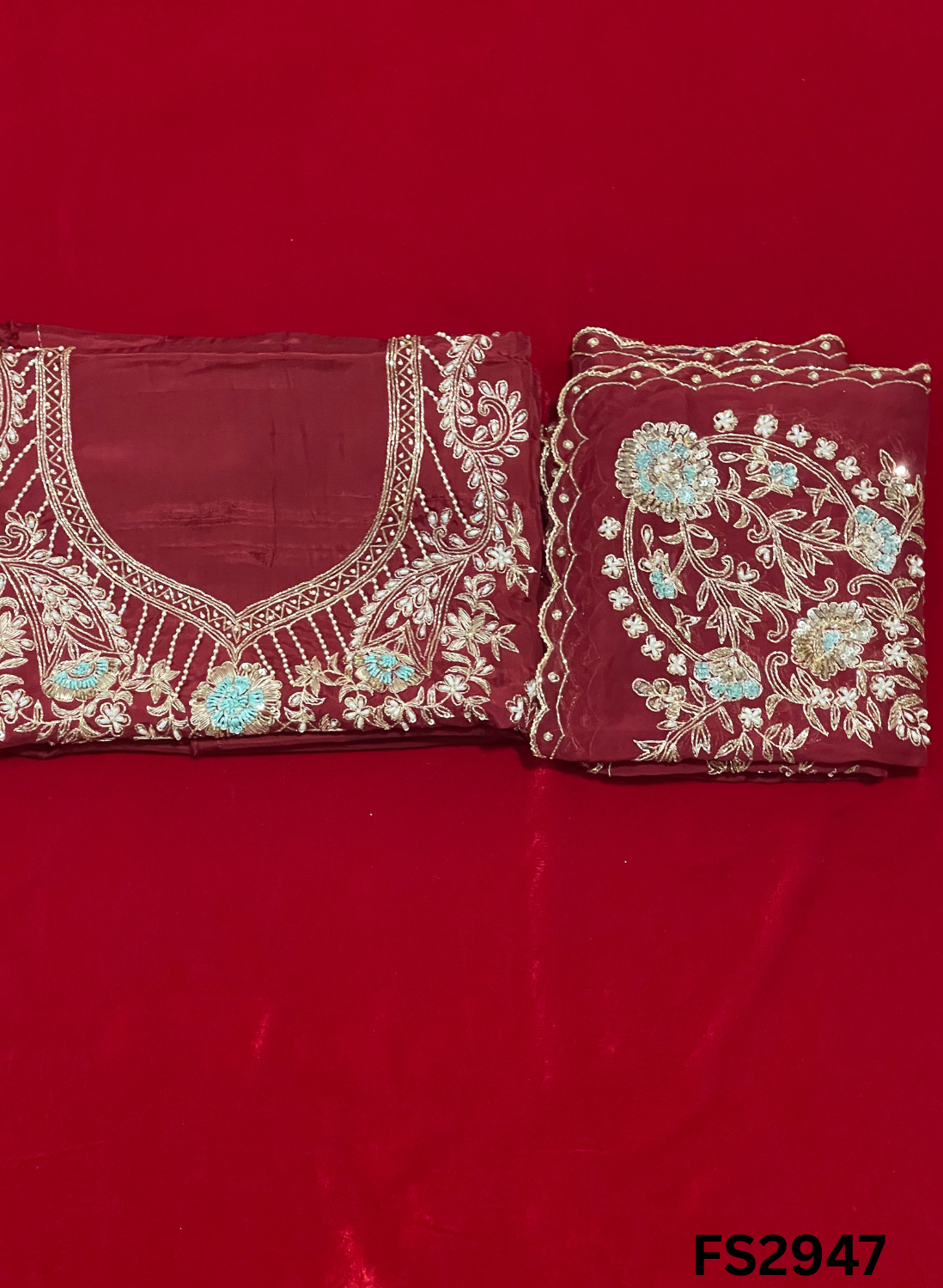 FS2947 | Raw Silk Suit | Party Wear | Wedding | Jaggo | Festival