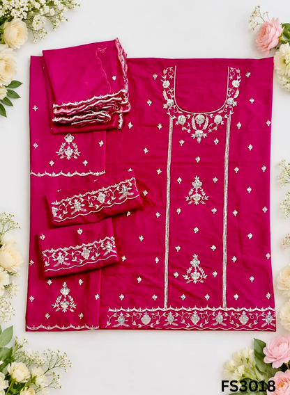 FS3018 | Raw Silk Suit |  Sharara Suit Party Wear | Wedding | Jaggo | Festival |