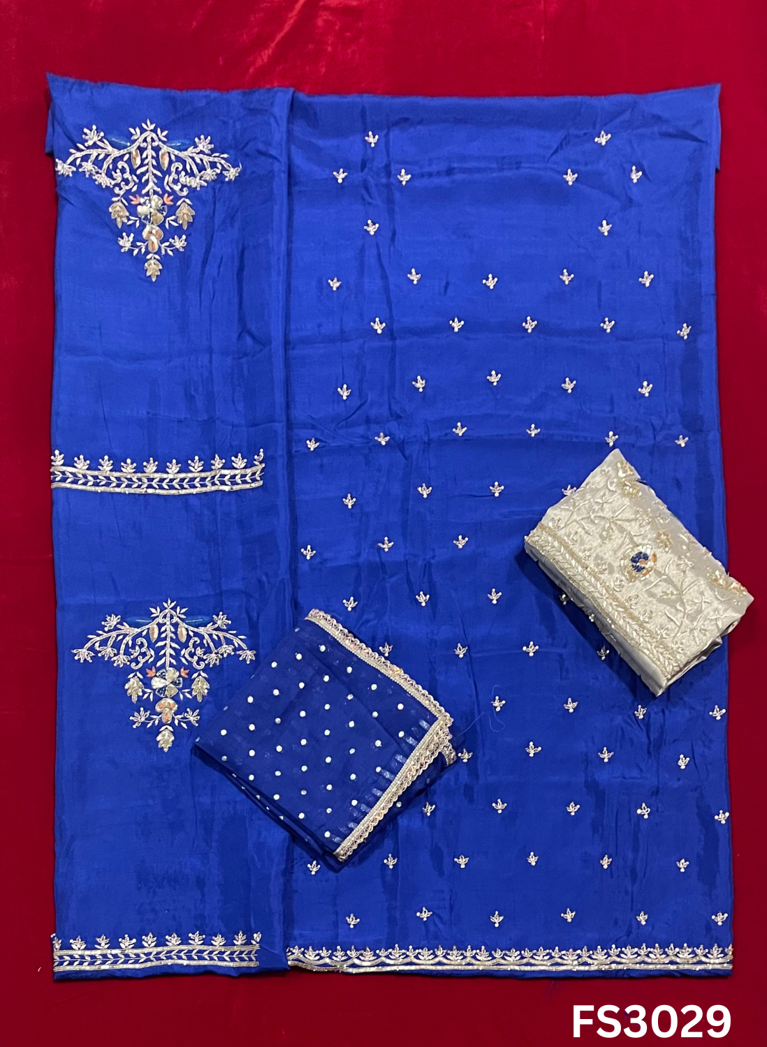 FS3029 | Raw Silk Suit | Party Wear | Wedding | Jaggo | Festival | Contrast |