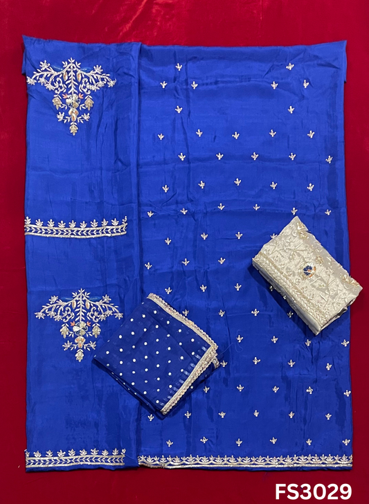 FS3029 | Raw Silk Suit | Party Wear | Wedding | Jaggo | Festival | Contrast |