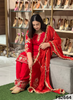 FS2664 | RED | Raw Silk | Party Wear | Wedding | Jaggo | Ring Ceremony | Festival