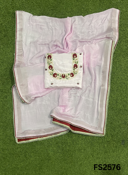 FS2576 | BABY PINK| RAW SILK  | Party Wear | Wedding | Jaggo | Ring Ceremony | Festival