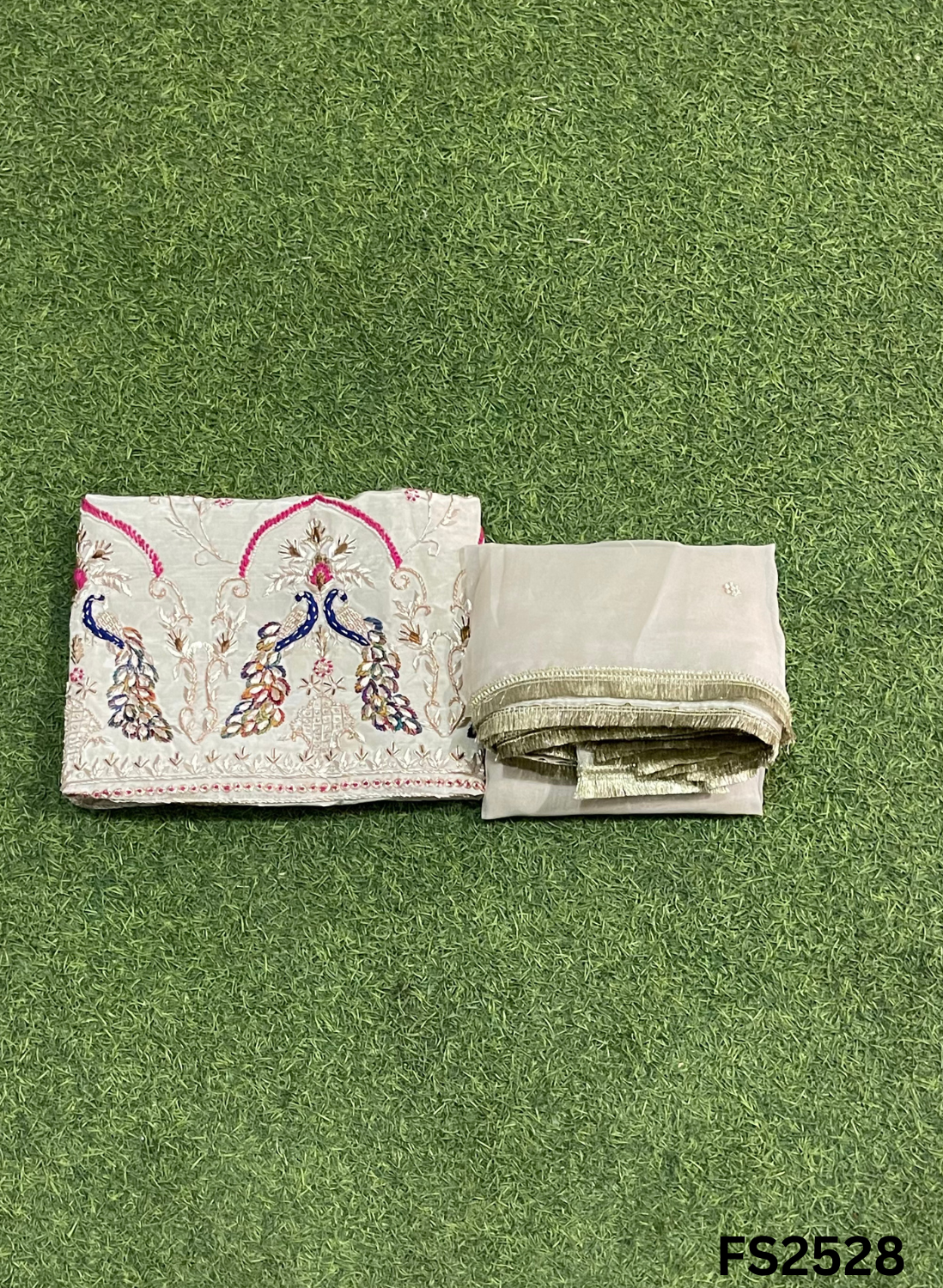 FS2528 |  Light Pink | Raw Silk | Party Wear | Wedding | Jaggo | Ring Ceremony | Festival