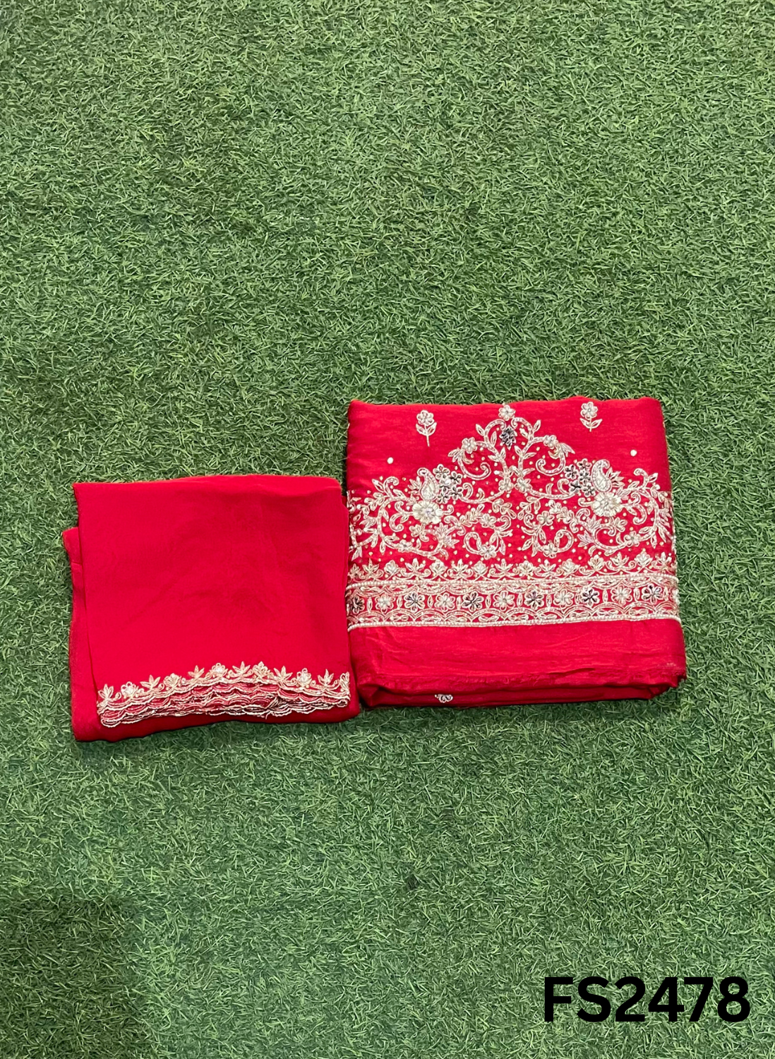 FS2478 | Rust | Raw Silk | Party Wear | Wedding | Jaggo | Ring Ceremony | Festival