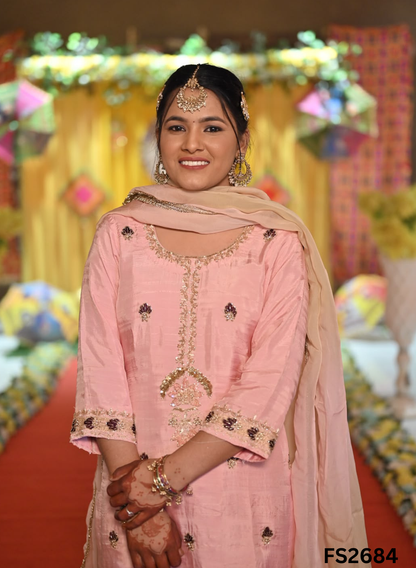 FS2684 | Raw Silk | Party Wear | Wedding | Jaggo | Ring Ceremony | Festival