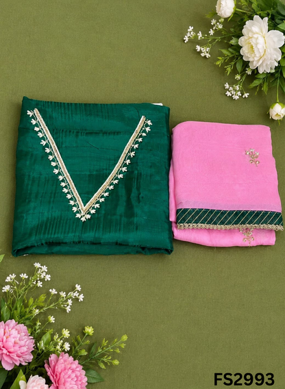 FS2993 | 3rd | Raw Silk Suit | Party Wear | Wedding | Jaggo | Festival | Contrast |