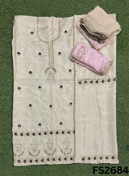 FS2684 | Raw Silk | Party Wear | Wedding | Jaggo | Ring Ceremony | Festival