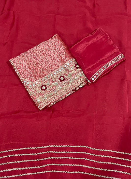 Red Banarsi Silk Suit | Party Wear | Wedding | Ring Ceremony | Festival | Bridal