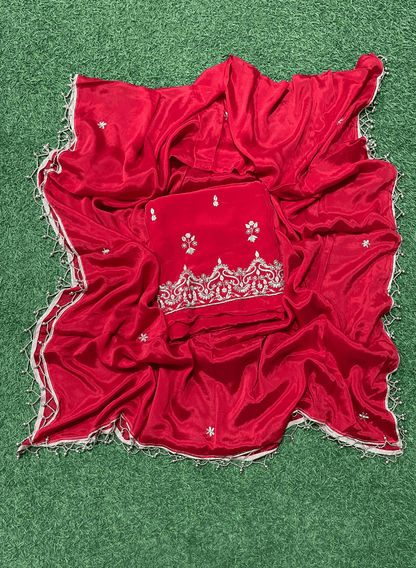 FS250 | Red Crepe | Crepe Suit | Wedding | Party Wear | Ring Ceremony | Festival Suit | F9FAAA