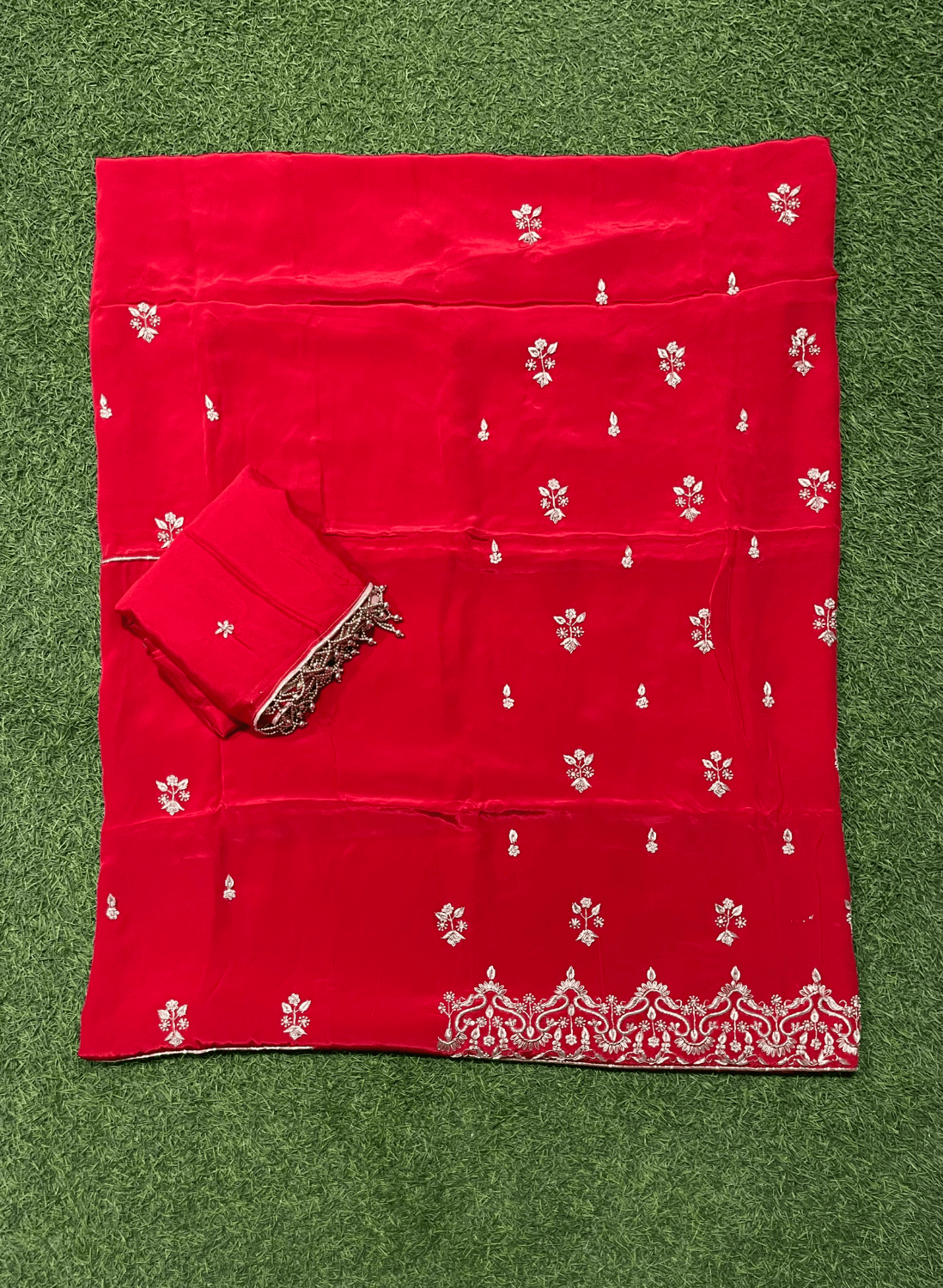 FS250 | Red Crepe | Crepe Suit | Wedding | Party Wear | Ring Ceremony | Festival Suit | F9FAAA