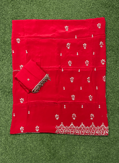 FS250 | Red Crepe | Crepe Suit | Wedding | Party Wear | Ring Ceremony | Festival Suit | F9FAAA