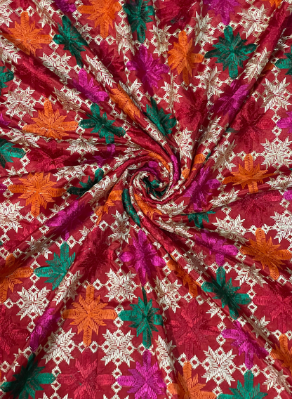 FS1463 | RED | Luxurious | Embroidered  Phulkari - 2.5 Meters of Elegance