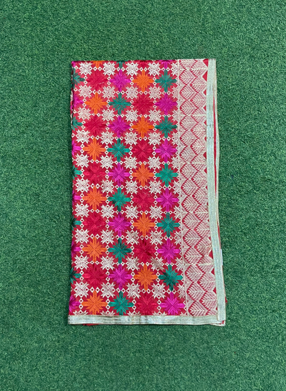 FS1463 | RED | Luxurious | Embroidered  Phulkari - 2.5 Meters of Elegance