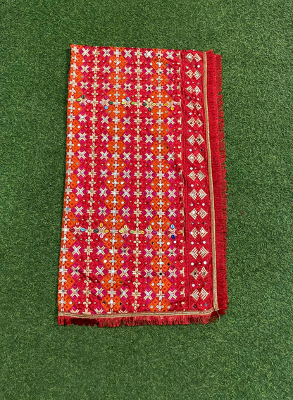 FS1011 | Red Luxurious | Embroidered Phulkari - 2.5 Meters of Elegance