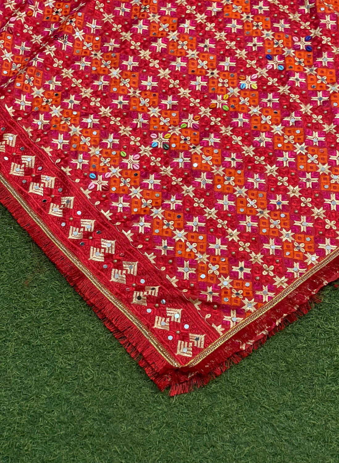 FS1011 | Red Luxurious | Embroidered Phulkari - 2.5 Meters of Elegance