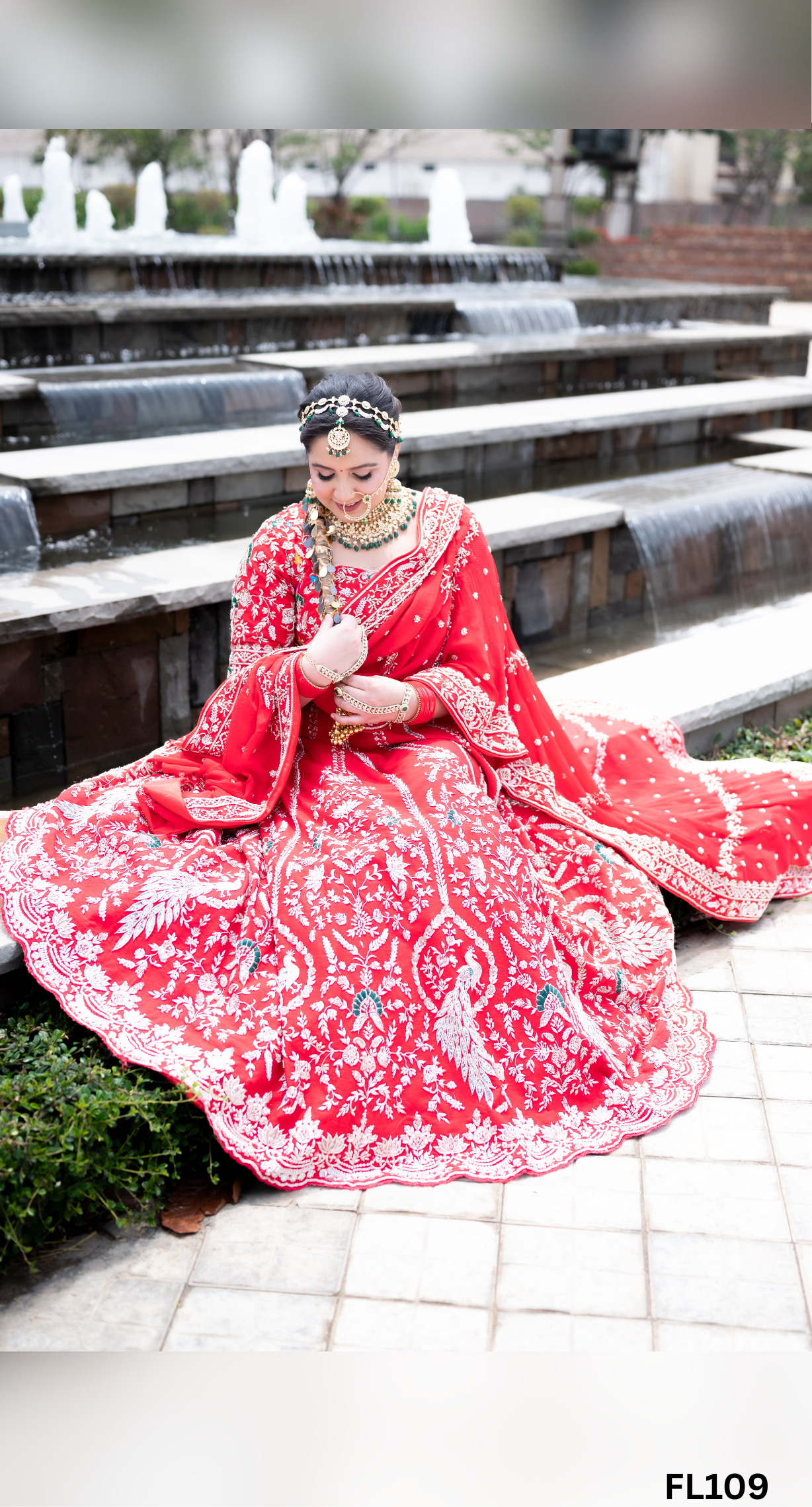 FL109 | Royal Red | Bridal Lehenga |  Raw Silk | Hand Embroidery |  Wedding Day | Designer Bridal Lehenga