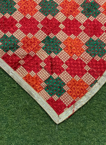 FS1464 | Red | Luxurious| Embroidered | Phulkari | 2.5 Meter of Elegance