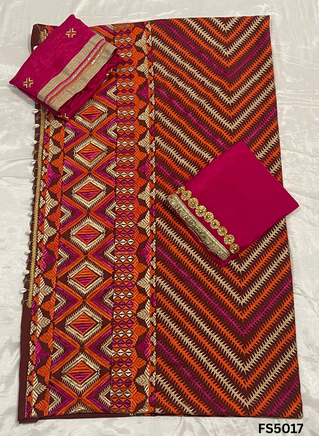 FS5017 | Rust Shade | Phulkari  Suit | Party Wear | Wedding Suit | Jaggo Suit  | Festival Suit