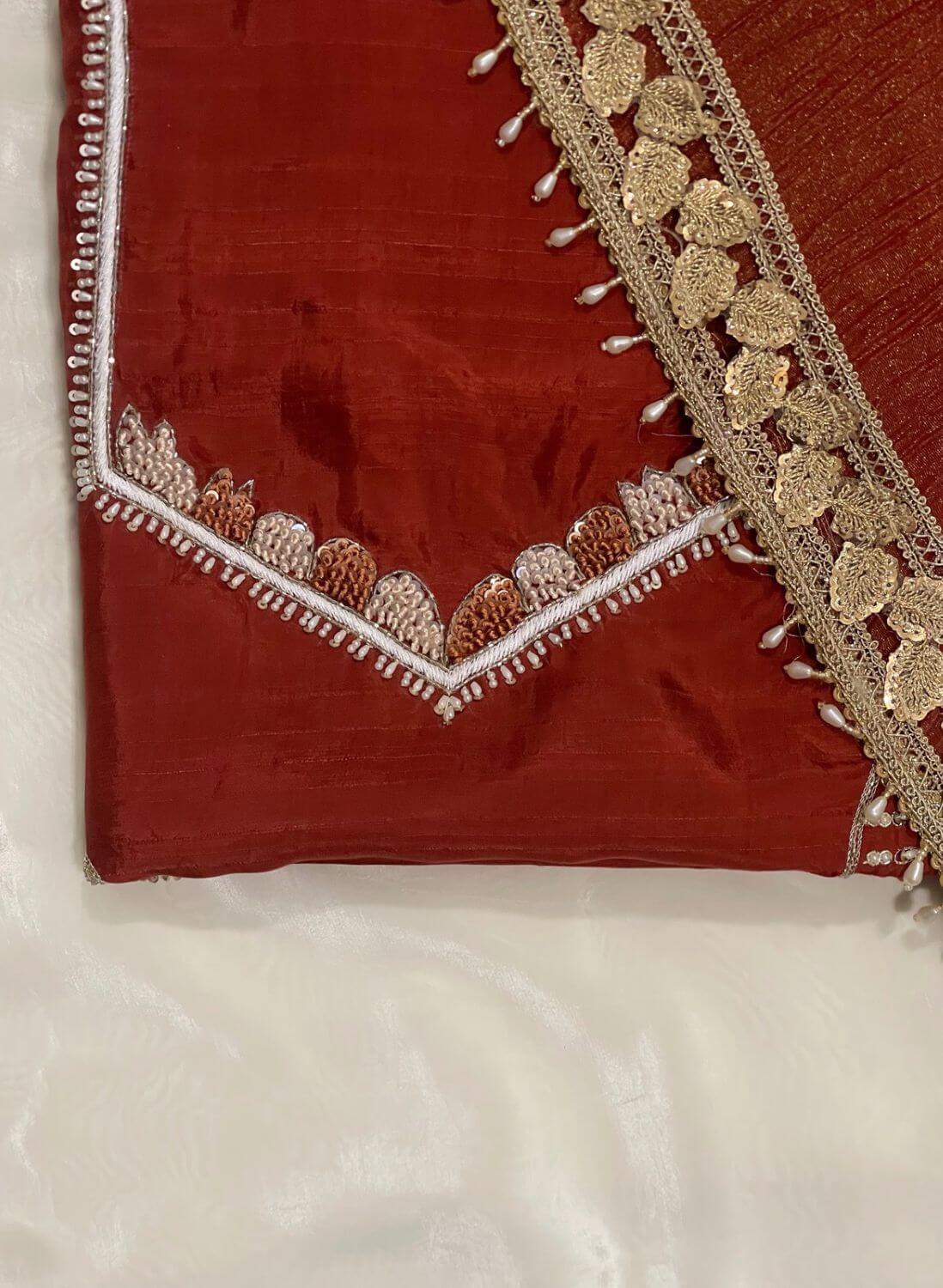 Rust shade | Raw Silk Suit | Party Wear | Wedding | Jaggo | Festival | FS17