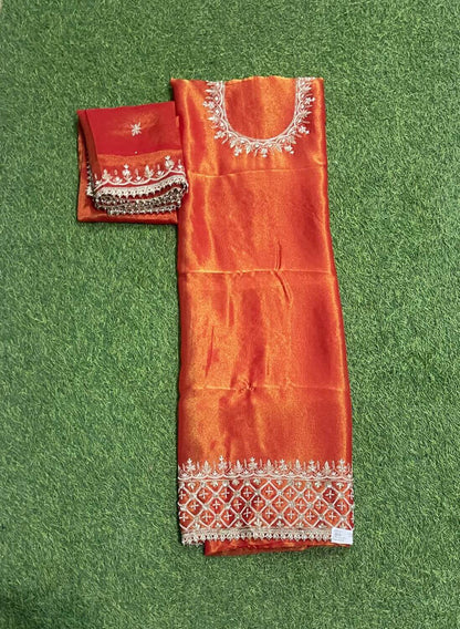 Rust | Shimmer Suit | Party Wear | Wedding | Jaggo | Ring Ceremony | Festival | FS209