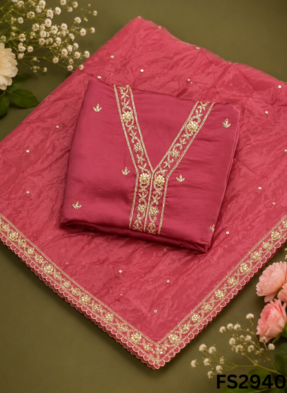 FS2940 | Satin Crepe | Party Wear | Wedding | Jaggo | Ring Ceremony | Festival