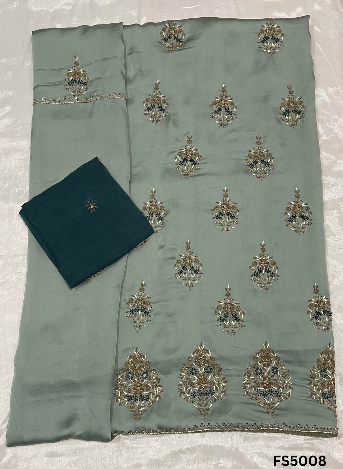 FS5008 | Satin Crepe  Suit | Party Wear | Ring Ceremony | Festival Suit | Contrast Suit |