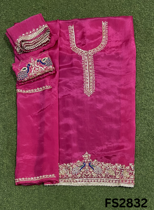 FS2832 | Raw Silk Suit | Party Wear | Jaggo Wear | Weeding Suit