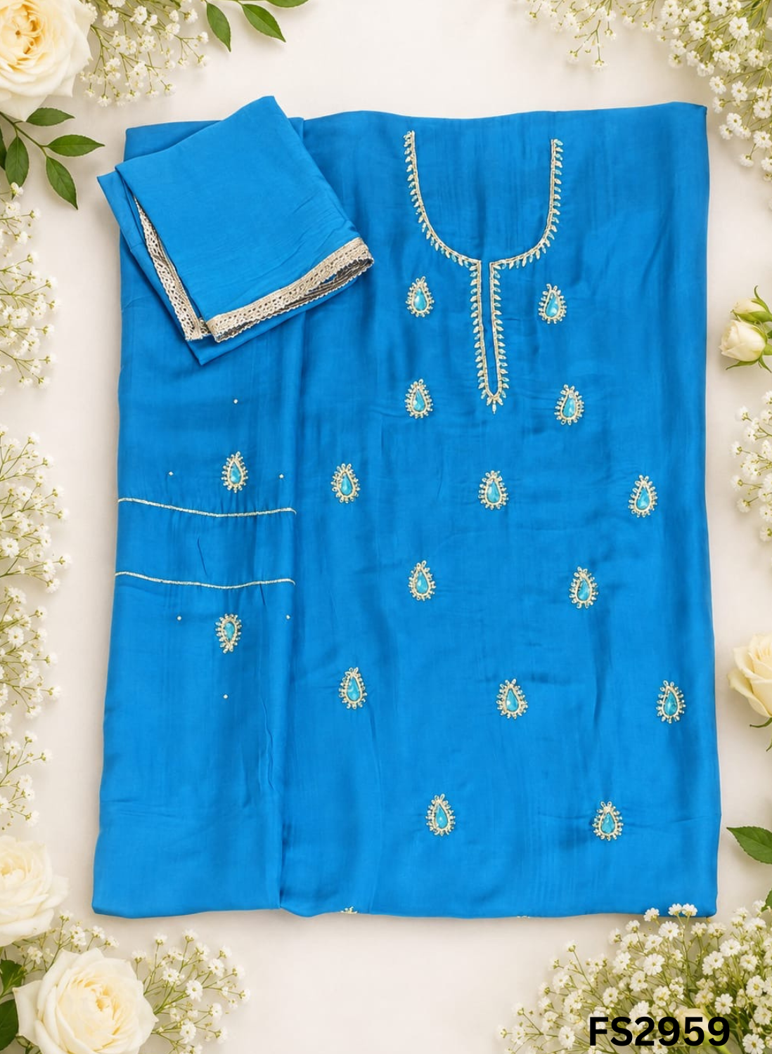FS2959 | Satin Organza Suit | Party Wear | Jaggo Wear | Festival Wear |